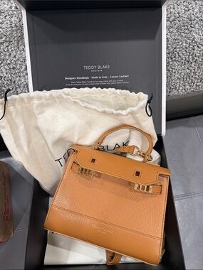 Teddy Blake Tan Pebble Leather Top-Handle Satchel
